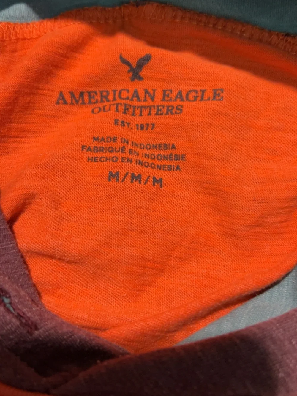 American Eagle Outfitters Orange, Teal & Plum Colorblock Hoodie